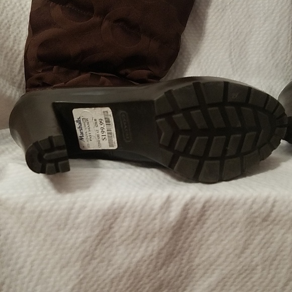 coach boots winter fall water proof quilted women's sz 8 1/2 B brown rain boot - Picture 13 of 15